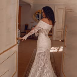 Lace Mermaid Wedding Dresses Bride Off Shoulder Long Seleve Pleats Bridal Party Gowns свадебное платье Customized