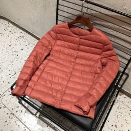 Women's Ultralight Down Liner Jacket, Collarless Packable Puffer Coat, Warm Thin Winter Layer, O-Neck Portable Padded Parka