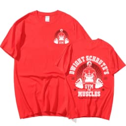 Dwight Schrute Gym for Muscles Double-sided T Shirt Tv Series The Office Michael Scott Short Sleeve T Shirts Men Cotton T-shirt