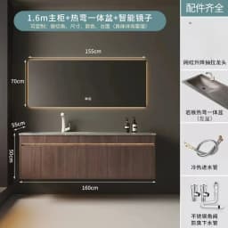 Light Luxury Bathroom Cabinets Rock Slab Integrated Washbasin Modern Solid Wood Bathroom Sink Cabinet Vanity Bathroom Furniture