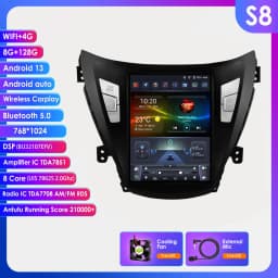 Hizpo 9.7" Tesla Style Android 13 Radio For Hyundai Elantra Avante I35 2011-2013 Multimedia Stereo Player GPS Navigaion 2 din BT