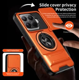 Lens Slide Cover For Xiaomi 15T Pro Redmi A5 13C Poco M7 Plus C65 C71 X5 Pro Ring Stand Built-in Magnetic Car Mount Case