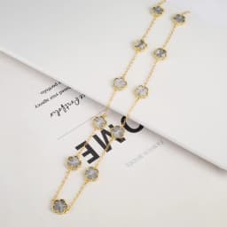 Natural Stone Shell Plant Five Leaf Flower Creative 20 Leaf Pendant Necklace Sweater Chain Women's Advanced Gift Clover