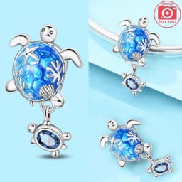 925 Sterling Silver Ocean Series Blue Turtle Starfish Shell Fit Original Bracelet Charms for Women diy Fine Jewelry Gifts