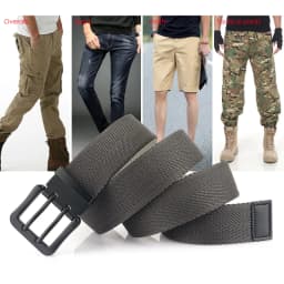 Vintage Reversible Belt For Men Double Needle Alloy Buckle Soft Tough Canvas Belt 38mm Adjustable Work Girdle Male Accessories