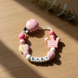 Personalized Baby Pacifier Clip Custom Name Silicone Crown Beads Heart Wooden Holder Handmade Teether Chain BPA Free Gift