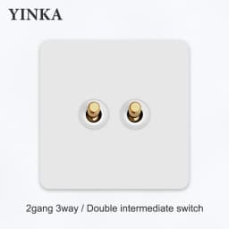 YNKA Stainless Steel Wall Light Switch White Panel with Gold Toggle ,AC110–250V Durable Scratch Resistant Decorative Wall Switch