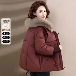 2026 Winter Down Cotton Short Padded Jacket Women Parkas Fur Collar Thick Cotton Coats Clothes Black Casual Outerwear Female New