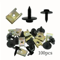 40pcs Car Screw Base U Clip Car Modification Fastener Metal Fender Bumper Protection Clip Interior Accessories Automobile Fasten