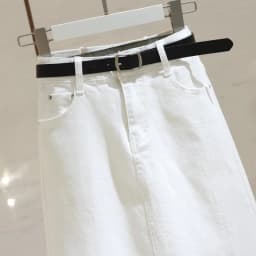 White High-waisted Denim Skirt 2026 New Women's Medium and Long A-shaped Split Hip Skirt