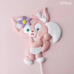 Cute Pink Fox Bow flower Rainbow Cake Toppers Girl's Birthday Dessert Decoration for Children's Day Party Supplies Lovely Gifts