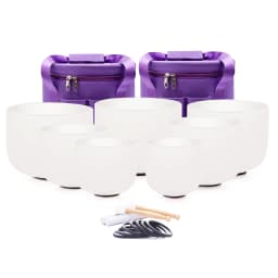 Colored Quartz Crystal Singing Bowl 7pcs Chakra Set Sound Healing Meditation with/without Free Carry Bags