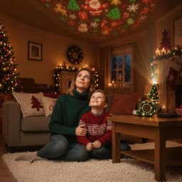 Christmas Projector Light USB Powered Christmas Night Lights With 6 Holiday Patterns Flexible Tree Lamp For Bedroom Ceiling