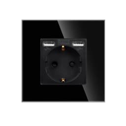 Bingoelec Power Socket,16A EU Standard Electrical Outlet 86mm*86mm White Crystal Glass Panel Wall Socket