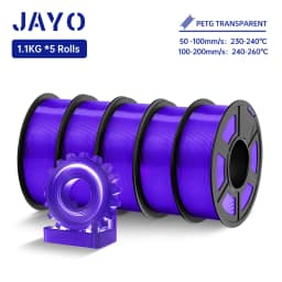 JAYO 5Rolls PETG Filament 1.75MM 1.1KG/Roll 3D Printer Filament PETG High Toughness for FDM 3D Printing Material