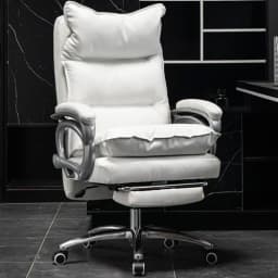 Luxury Leather Manager Chair Ergonomic High Back Executive Chair With Lumbar Massage 135° Footrest Recliner Office Chair