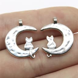 10pcs Moon Charms For Jewelry Making Antique Bronze Silver Color Pendants Making DIY Handmade Tibetan Finding Jewelry