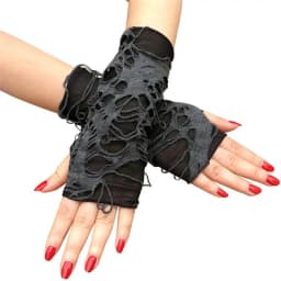 Unisex Gothic Black Gloves Fingerless Long Glove For Women Men Sexy Festival Gloves Mittens Clubwear Dance Cosplay Accessories