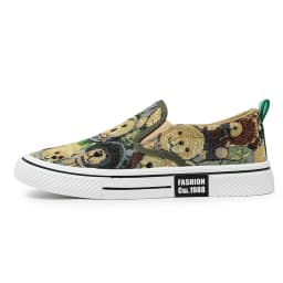 Bear Pattern Lazy Men's Shoes Slip-on Breathable Cloth Shoes Flat Bottom Comfortable Casual Canvas Shoes 