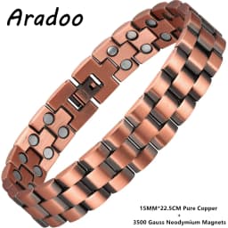 ARADOO Pure Copper Magnetic Bracelets for Men with Double-Row Strong Magnets Bracelet Jewelry Gifts