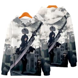 Game NieR Automata 2B YoRHa No. 2 Type B 9S YoRHa No. 9 Type S Cosplay Costume 3D Sweatshirt Men Zipper Hoodies Outwear Coat