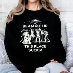 Robin Beam Me Up This Place Sucks Sweatshirt Woman Man Funny Quote Movie Long Sleeve O Neck Hoodie Sweatshirts Women Pullover