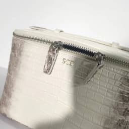 Cowhide Leather Crocodile Pattern Makeup Bag New Free Initials Travel Portable Toiletry Bag Large Capacity Storage Cosmetic Bag