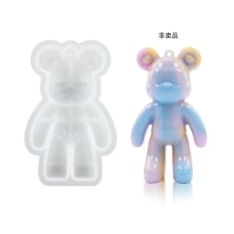 DIY Crystal Epoxy Silicone Mold Cute Sitting Stand Bear KeyChain with Hole Jewelry Pendant Mirror Silicone Resin Mold