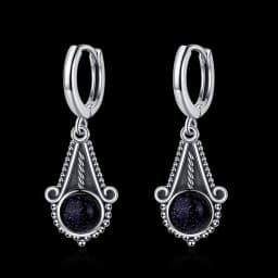 New Elegant Natural Kyanite S925 Silver Drop Earrings for Women Vintage Jewelry Wedding Engagement Hoop Earrings Gifts