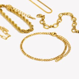 E.B.belle Blade Chain Figaro Chain Twists Chain Bracelet 18K Gold Plated 316L Stainless Steel Jewelry Women's Hand Bracelets