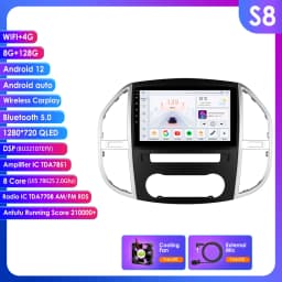 10.1" Hizpo 2Din Android Auto Car Radio for Mercedes Benz Vito W447 2014 - 2021 UI7862 Multimedia 4G BT RDS DSP GPS Navigation