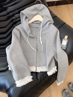 Lace Patchwork Sweet Hoodies Women Spring Preppy Style Long Sleeve Cute Sweatshirt Fashion Pockets Female Loose Korean Tops New