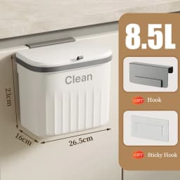 8.5/12L Hanging Trash Can For Kitchen Cabinet Door Wall Mounted Recycling Garbage Basket with Lid Bathroom Kitchen Accessories