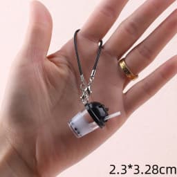 Cute Bubble Tea Handbag Charm Resin Mini Size Milk Tea Pendant Simulation Model Colorful Car Key Chain for Kids Gifts