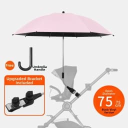 Adjustable UV Protection Umbrella 2-in-1 Design with Clamp Pram Cover Umbrella Universal 360 Degree Baby Stroller Umbrella