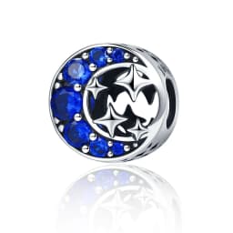 Bamoer 925 Sterling Silver Universe Series Star & Moon Beads Blue Planet Pendant Charms for Women Bracelet DIY Fine Jewelry Gift