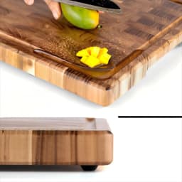 High-End Extra Large Thick Heavy Duty Teak End Grain Cutting Boards for Kitchen, Large Wood Chopping Board with Hidden Handles