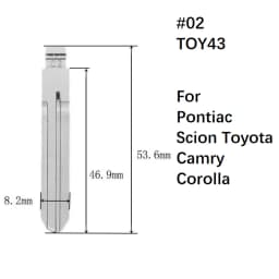 10PCS Universal Car Key Blade TOY43 02# KD Flip Remote Blank for KD KEYDIY Xhorse for Toyota Camry Corolla Hilux RAV4