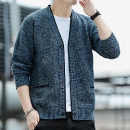 Men's Cardigan Sweater Cable Knit V Neck Buttons Cardigan with 2 Pockets Fall Winter Spring Man Clothes