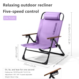 BISINNA Camping Folding Chair Adjustable Armrest Portable Relaxing Chair With Detachable Pillow for Beach Travel Hiking
