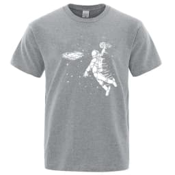 Summer Men T-shirt High Quality Blend Cotton Funny Astronaut Print Casual Loose Cool Men Casual Loose O-neck Men Tshirt Tee Top