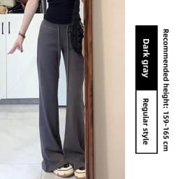 Pink High Waist Fleece Lined Flared Casual Pants Women's Autumn 2026 New Style Sporty Loose Fit Trousers Ladies Premium Casua...