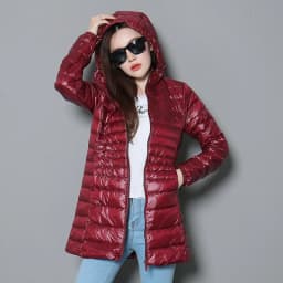 Plus Size Ultra-light Thin Down Jacket Women Long Autumn Winter Slim Hooded Warm White Duck Down Coat Women Packable Outerwear
