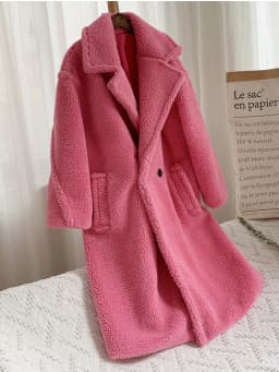 ZADORIN Winter Thick Warm Solid Teddy Coat Women High Street Oversized Pink Faux Lamb Fur Coat Woman Long Faux Fur Jacket Coats