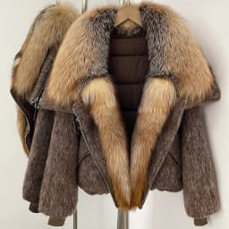OFTBUY Luxury Real Fur Duck Down Clothes Overszie Women Wool Blend Down Jacket with Real Fox Fur Collar New Winter Warm Coat
