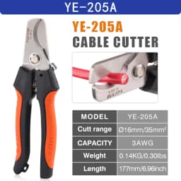 YE-205/205A Cable Cutter Stripper Pliers Industrial Level Cutter Ability 24mm²/38mm² Diameter 10mm/16mm 5CR13 Steel Tools