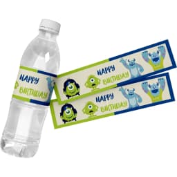 Monsters University Party Decor Water Bottle Sticker Labels Baby Shower Mike Sullivan Theme, Kids Birthday Party Supplies, 24Pcs
