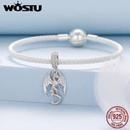 WOSTU 925 Sterling Silver Flying Dragon Charms Pendant Colorful Phoenix Beads Fit Original DIY Bracelet Wholesale
