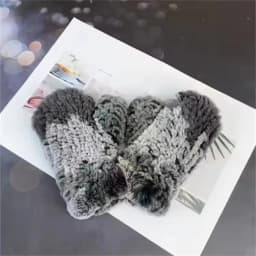 Women's Winter Real Rex Rabbit Fur Gloves Warm Thick Ladies Fur Mittens Elastic Girls Ski Glove Mitts Elastic Soft With String