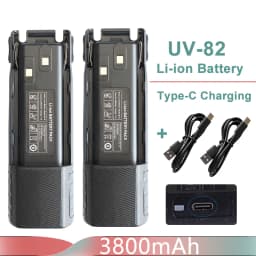 Baofeng UV-82 Li-ion Battery USB Type-C Charger 2800mah Enlarge 3800mAh BL-8 Original For Radio UV-8D UV-82HP UV-8D UV-82WX UV89